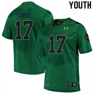 Notre Dame Fighting Irish Youth Cole Capen #17 Green Under Armour Authentic Stitched College NCAA Football Jersey JWD7099XI